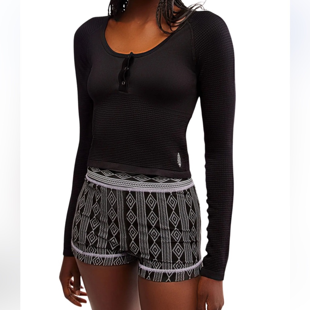 Womens Free People Movement Bail Out Crop Thermal Knit Top Size M/L